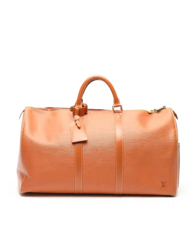 Pre-owned Louis Vuitton Epi Cipango Keepall 50 Weekend Bag In Orange