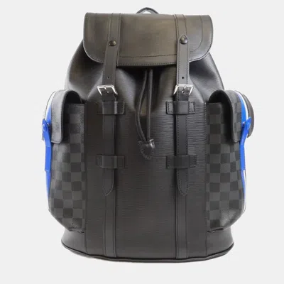 Pre-owned Louis Vuitton Epi Damier Graphite Christopher Pm Backpack In Black
