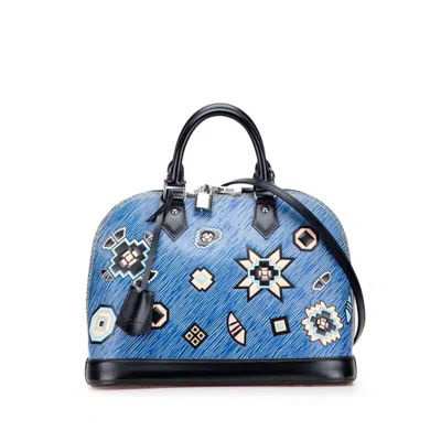 Pre-owned Louis Vuitton Epi Denim Black Blue Multi-color Leather Handbag Shoulder Bag ()
