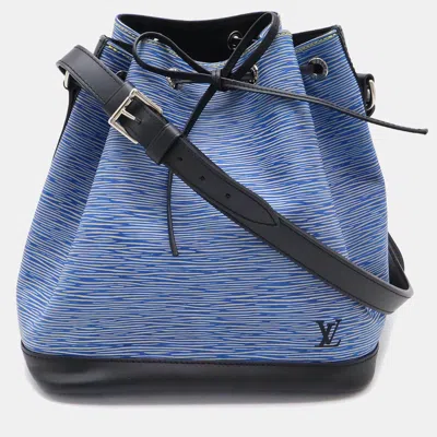 Pre-owned Louis Vuitton Epi Denim Petit Noe Shoulder Bag Blue Black