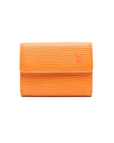 Pre-owned Louis Vuitton Epi Flap Card Holder In Orange