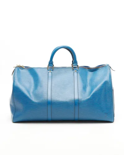 Pre-owned Louis Vuitton Epi Keepall 50 Weekend Bag In Blue