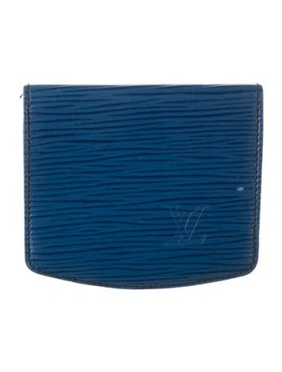 Pre-owned Louis Vuitton Epi Leather Card Case In Blue