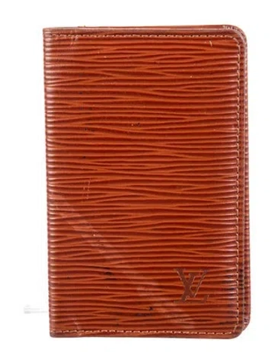 Pre-owned Louis Vuitton Epi Leather Card Case In Brown