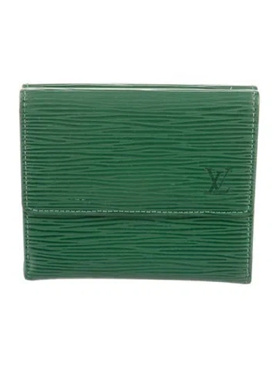 Pre-owned Louis Vuitton Epi Leather Elise Wallet In Green