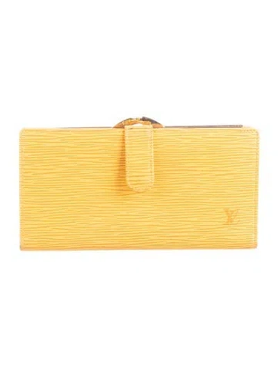 Pre-owned Louis Vuitton Epi Leather French Purse In Yellow