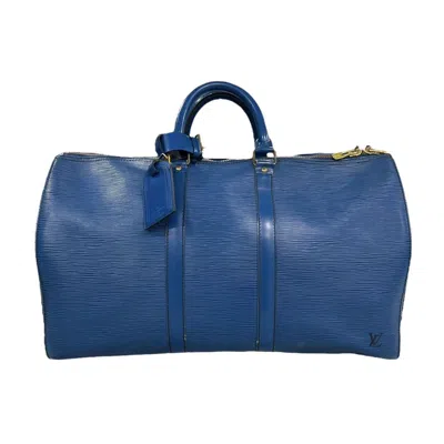 Pre-owned Louis Vuitton Epi Leather Keepall 45 Duffle Bag In Blue