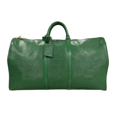 Pre-owned Louis Vuitton Epi Leather Keepall 55 Duffle Bag In Green