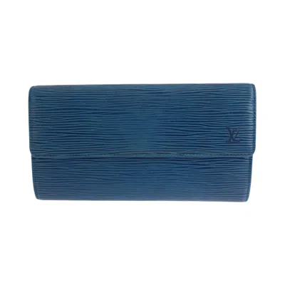 Pre-owned Louis Vuitton Epi Leather Long Wallet (bi-fold) () In Blue