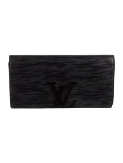 Pre-owned Louis Vuitton Epi Leather Louise Wallet In Black