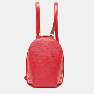 Pre-owned Louis Vuitton Epi Leather Mabillon Backpack In Red