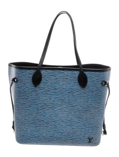 Pre-owned Louis Vuitton Epi Leather Neverfull W/pouch Mm In Blue