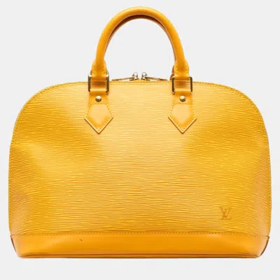 Pre-owned Louis Vuitton Epi Leather Pm Medium Alma Satchels In Yellow