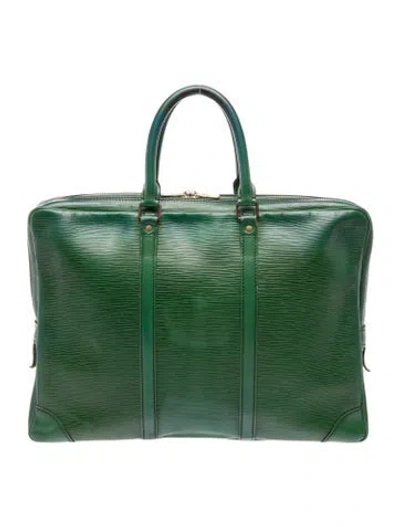 Pre-owned Louis Vuitton Epi Leather Porte-documents Vintage In Green