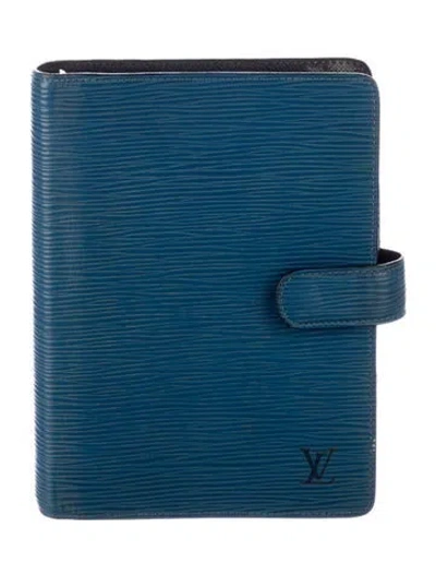 Pre-owned Louis Vuitton Epi Leather Ring Agenda In Blue