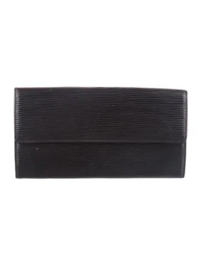 Pre-owned Louis Vuitton Epi Leather Sarah Wallet In Black