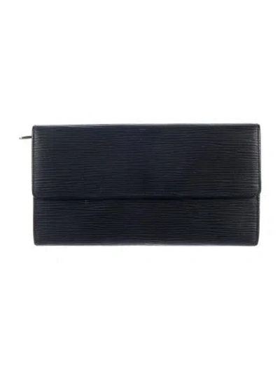 Pre-owned Louis Vuitton Epi Leather Sarah Wallet In Black