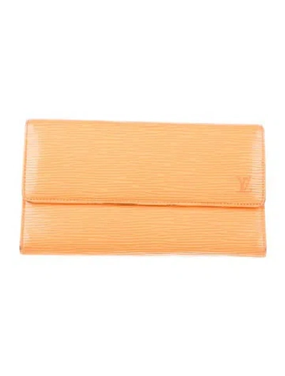 Pre-owned Louis Vuitton Epi Leather Sarah Wallet In Orange
