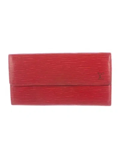 Pre-owned Louis Vuitton Epi Leather Sarah Wallet In Red