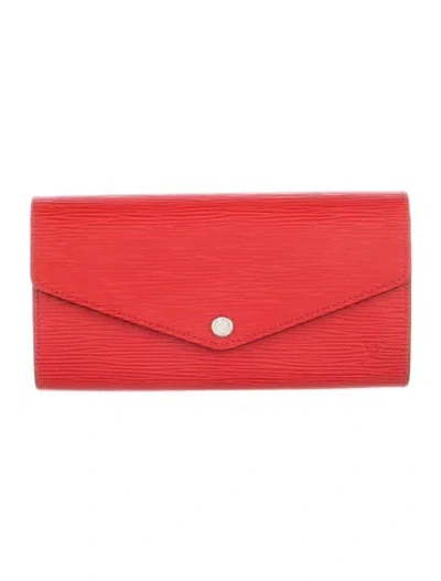Pre-owned Louis Vuitton Epi Leather Sarah Wallet In Red