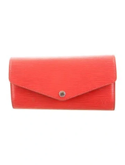 Pre-owned Louis Vuitton Epi Leather Sarah Wallet In Red