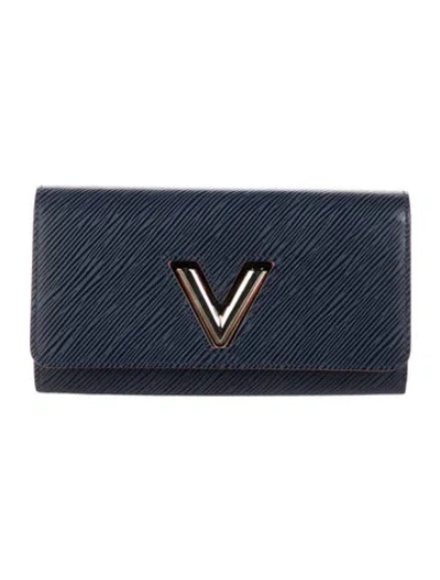 Pre-owned Louis Vuitton Epi Leather Twist Wallet In Blue