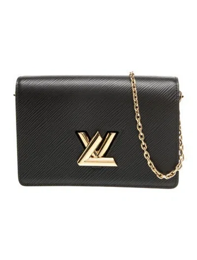 Pre-owned Louis Vuitton Epi Leather Twist Wallet On Chain In Black