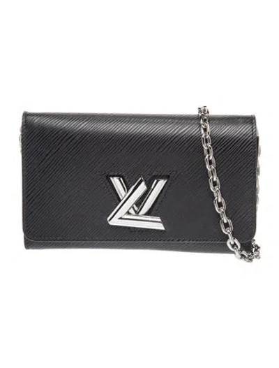 Pre-owned Louis Vuitton Epi Leather Twist Wallet On Chain In Black