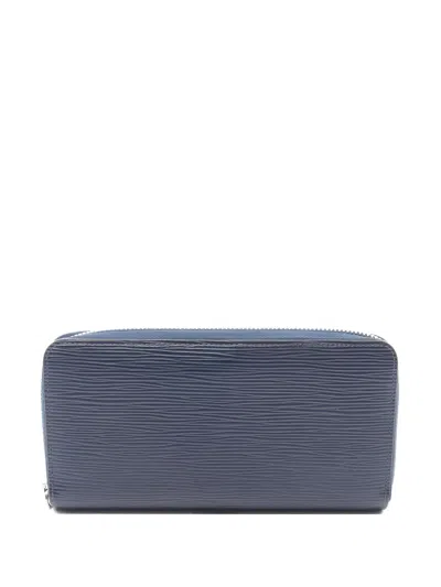Pre-owned Louis Vuitton Epi-leather Zip-around Wallet In Blue