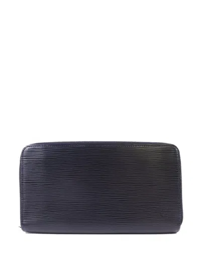 Pre-owned Louis Vuitton Epi Leather Zip-around Wallet In Blue