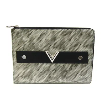 Pre-owned Louis Vuitton Epi Metallic Silver Noir Epi Leather Clutch Bag ()