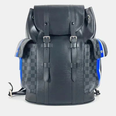 Pre-owned Louis Vuitton Epi Monogram Eclipse Christopher Pm Backpack Bag Leather Canvas Black