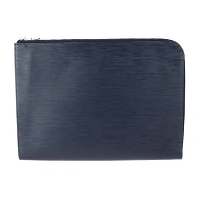 Pre-owned Louis Vuitton Epi Navy Blue Epi Leather Clutch Bag Handbag Pouch ()