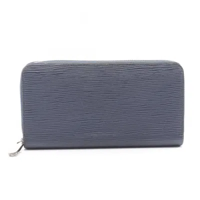 Pre-owned Louis Vuitton Epi Navy Epi Leather Long Wallet (bi-fold) () In Blue