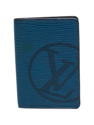 Pre-owned Louis Vuitton Epi Pocket Organizer Wallet In Blue