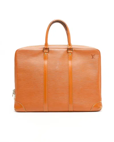 Pre-owned Louis Vuitton Epi Porte Document Voyage Business Bag In Brown