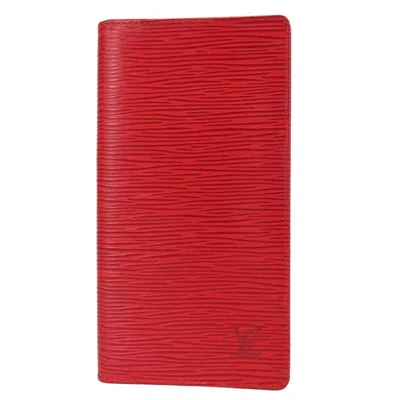Pre-owned Louis Vuitton Epi Red Color Epi Leather Long Bill Wallet (bi-fold) ()