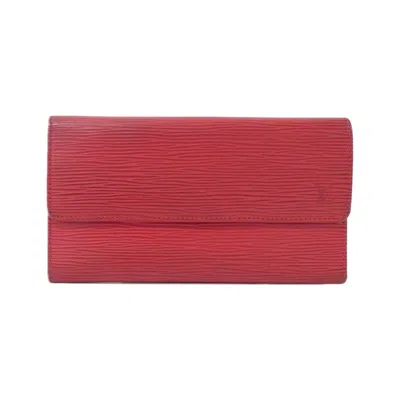 Pre-owned Louis Vuitton Epi Red Color Leather Long Wallet (bi-fold) ()