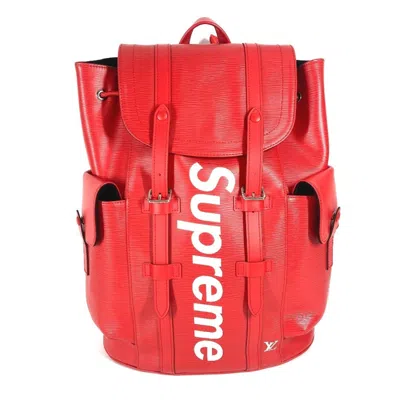 Pre-owned Louis Vuitton Epi Red Color White Epi Leather Backpack () In Red Color, White