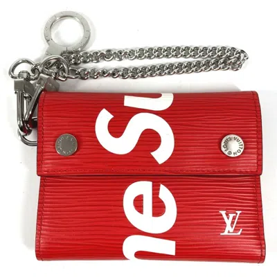 Pre-owned Louis Vuitton Epi Red Color White Epi Leather Chain/shoulder Wallet () In Red Color, White