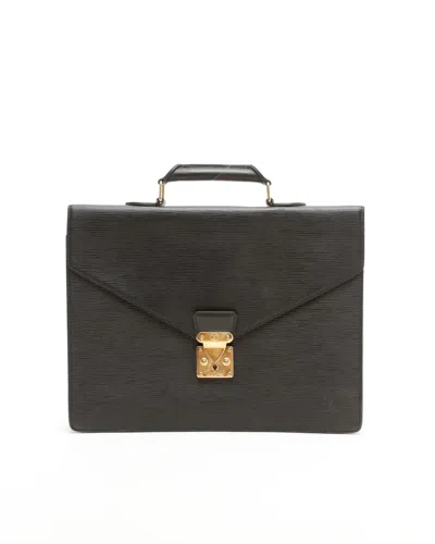 Pre-owned Louis Vuitton Epi Serviette Ambassador Business Bag In Black