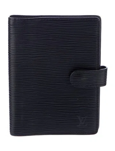 Pre-owned Louis Vuitton Epi Small Ring Agenda Cover In Black