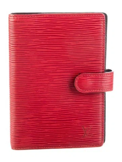 Pre-owned Louis Vuitton Epi Small Ring Agenda Cover In Red