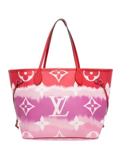 Pre-owned Louis Vuitton Escale Neverfull W/pouch Mm In Red