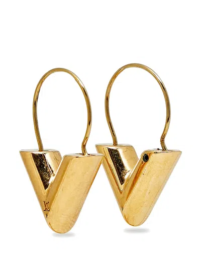 Pre-owned Louis Vuitton Essential V Earrings In Gold