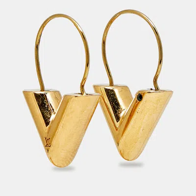 Pre-owned Louis Vuitton Essential V Gold Tone Earrings