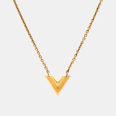 Pre-owned Louis Vuitton Essential V Gold Tone Necklace