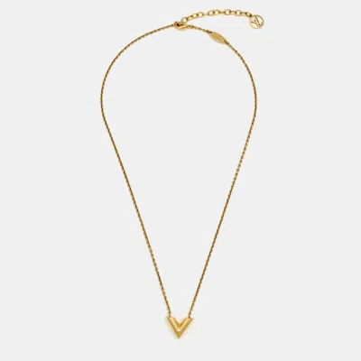 Pre-owned Louis Vuitton Essential V Gold Tone Necklace
