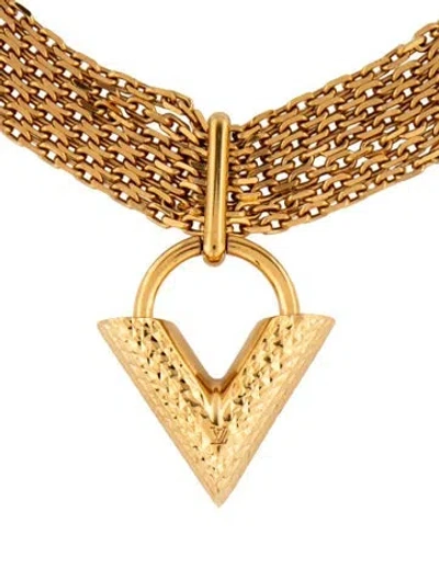 Pre-owned Louis Vuitton Essential V Guilloché Choker Necklace, 15.5", 15.5" In Multi