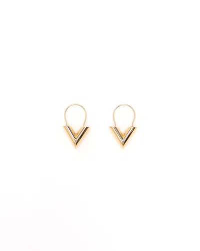 Pre-owned Louis Vuitton Essential V Hoop Earrings In Gold